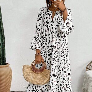 Multicolor Boho Women's Summer Leopard Printed Loose Dress